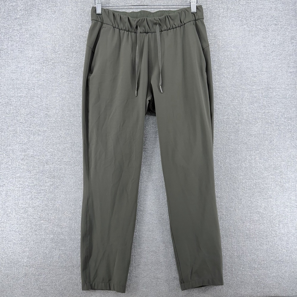 Lululemon On The Fly Pants Women Size 6 Olive Green Activewear Drawstrings